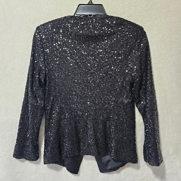 NWT Black Express Sequin 3/4 Sleeve Singke Button Blazer S - Picture 2 of 7